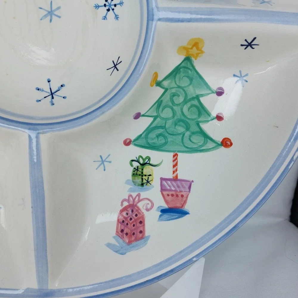 Churchhill Christmas Divided Serving Platter / Tray With Snowmen Santa China 15